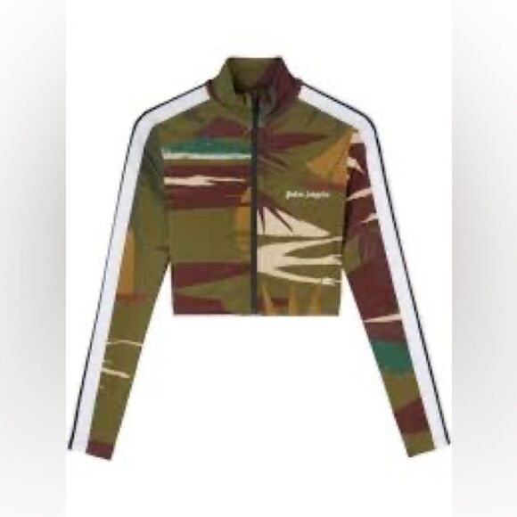 NWT RARE PALM ANGELS Jungle Long Sleeve Cropped Zip Up Track Jacket - Picture 3 of 9